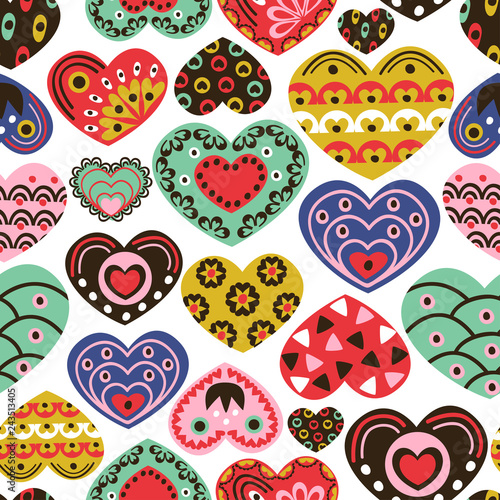 seamless pattern with colorful hearts  - vector illustration, eps