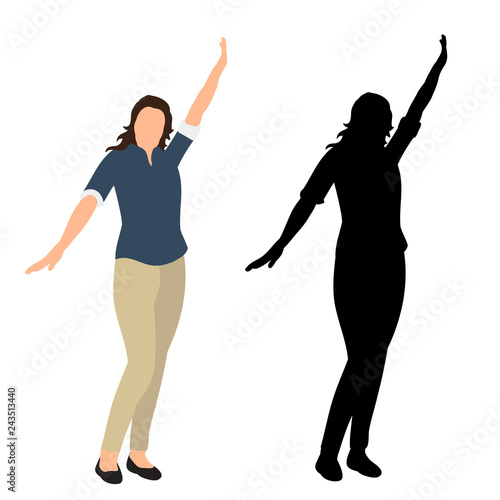 vector isolated silhouettes of girl rejoices