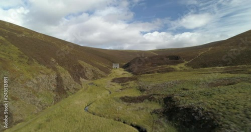 Aerial footage of disused Lecht Mine, Kirkmichael, Moray, Scotland photo