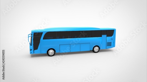 blue bus 3d white background
