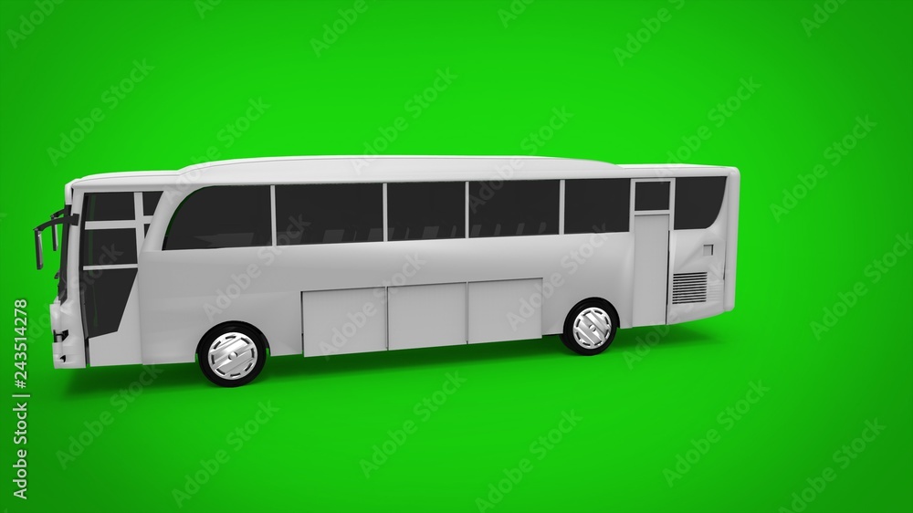 grey bus 3d green background