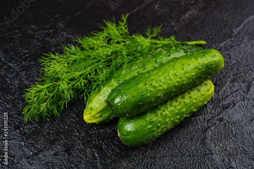 cucumbers  on black background