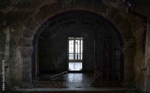  Old stone house.Abandoned, old Greek houses. Greece. Abandoned "Villa Mussolini" in Rhodes
