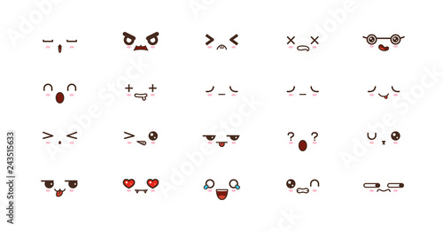 Kawaii smile emoticons. Japanese emoji