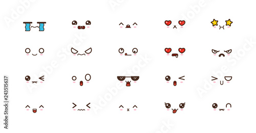 Kawaii smile emoticons. Japanese emoji