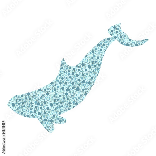Orca whale silhouette filled with circles. Vector isolated illustration
