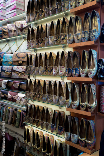 Traditional Turkish Babouche Slippers for sale at Grand Bazaar in Istanbul, Turkey