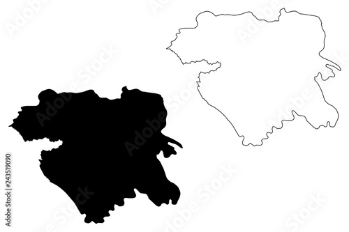 Kurdistan Province (Provinces of Iran, Islamic Republic of Iran, Persia) map vector illustration, scribble sketch Kurdistan map photo