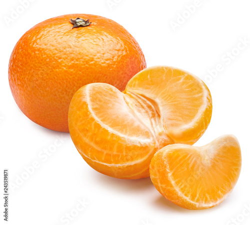 Ripe mandarines, isolated on white background