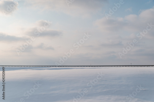 landscape view. snowed winter highway road