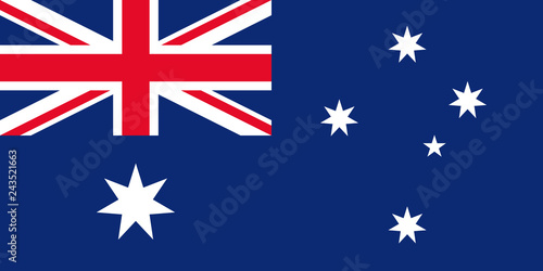 Australia flag. Vector. Australian official state sign. National flag of Australia with Union Jack and stars in blue and red colors. Isolated icon. Colorful illustration.