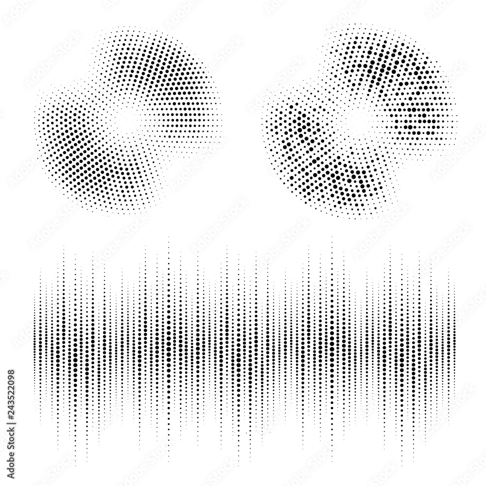 Halftone circle frame dotted backgrounds set. Round border Icon using ...