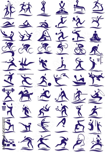 set of icons - sports - 60 pieces in vector