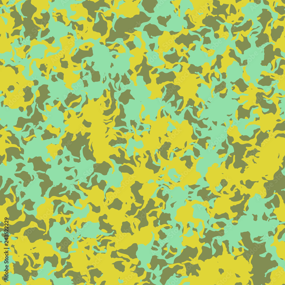 UFO camouflage of various shades of green, blue and yellow colors UFO camouflage of various shades of green, blue and yellow colors