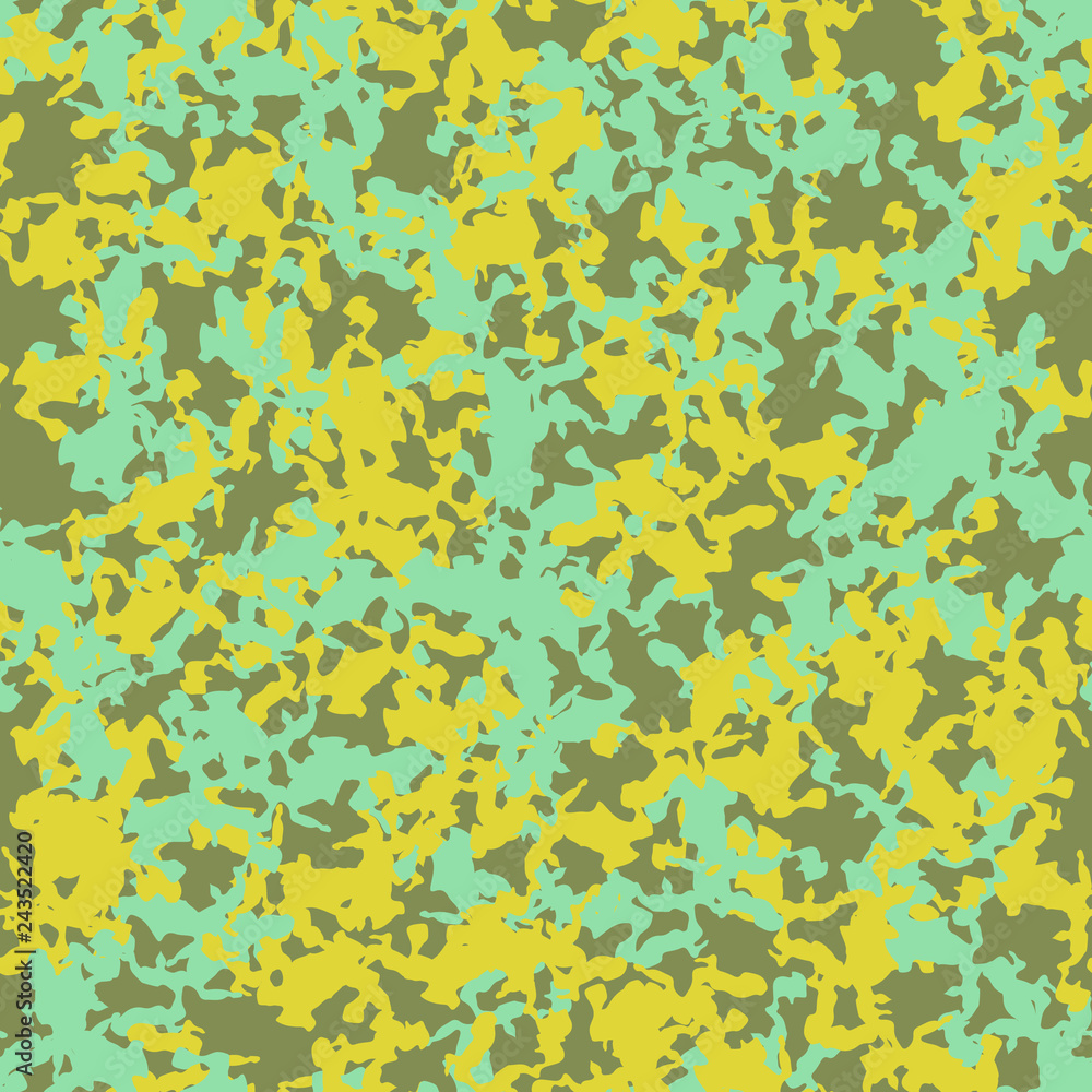 UFO camouflage of various shades of green, blue and yellow colors UFO camouflage of various shades of green, blue and yellow colors