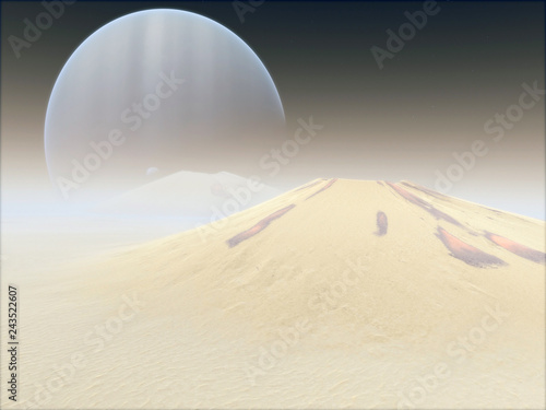 Planet in the space. Colorful art. Star system. Gradient color. Space wallpaper. Elements of this image furnished by NASA