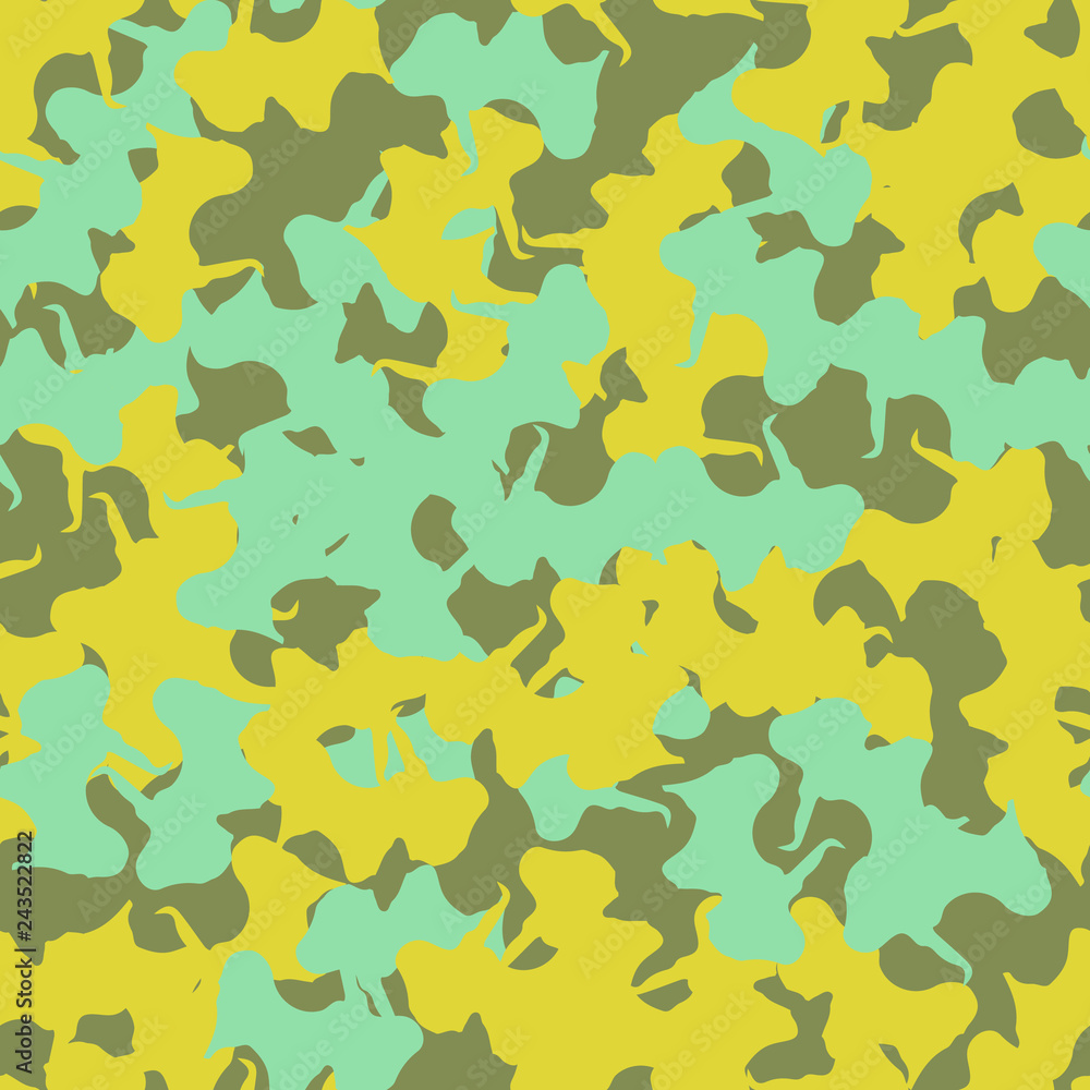 UFO camouflage of various shades of green, blue and yellow colors UFO camouflage of various shades of green, blue and yellow colors