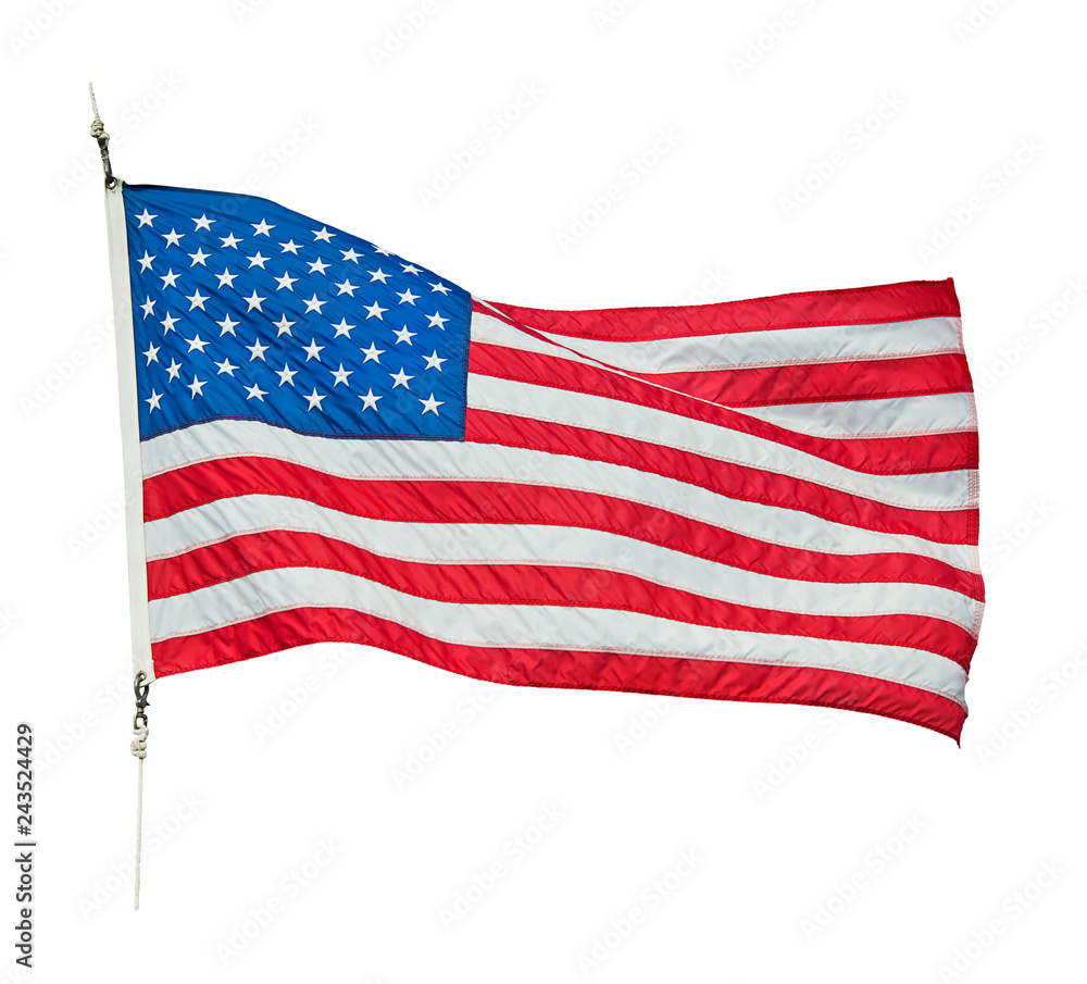 Fototapeta premium American flag waving on white background