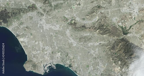 Hurtling toward earth, out of control, over Los Angeles. Vibration and camera shake. Elements of this image furnished by NASA