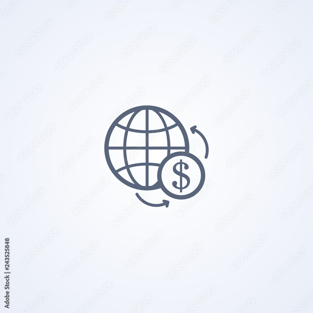 Global currency exchange, vector best gray line icon Global currency exchange, vector best gray line icon