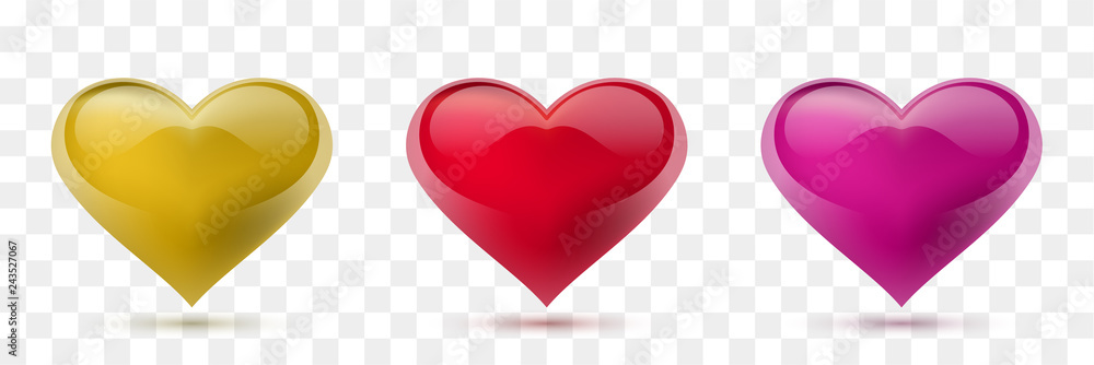 Set of vector hearts. Vector illustration. Realistic heart, isolated. - Vector