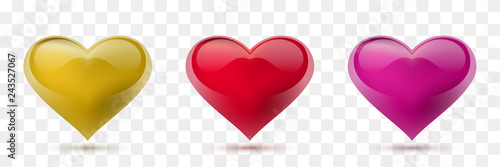 Set of vector hearts. Vector illustration. Realistic heart, isolated. - Vector