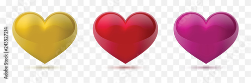 Set of vector hearts. Vector illustration. Realistic heart, isolated. - Vector