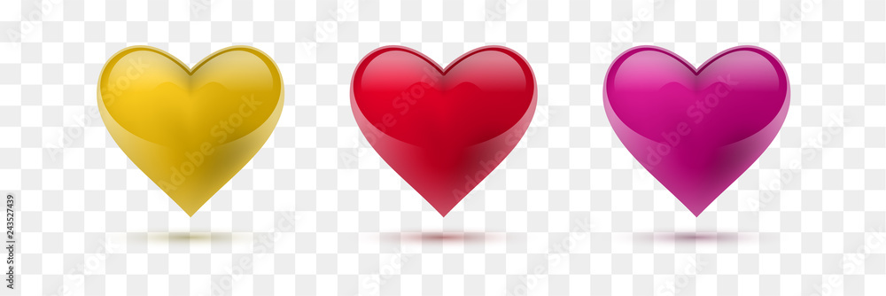 Set of vector hearts. Vector illustration. Realistic heart, isolated. - Vector