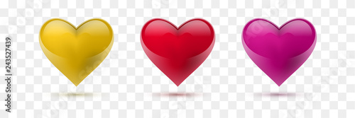 Obraz na płótnie Set of vector hearts. Vector illustration. Realistic heart, isolated. - Vector w salonie