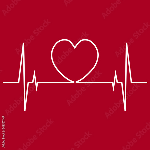 Heartbeat Line Heart Cardio. Vector