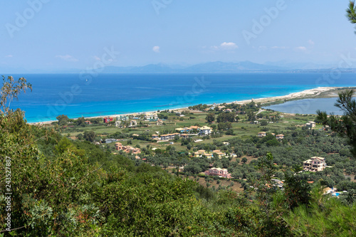 Amazing panorama of Agios Ioanis beach with blue waters  Lefkada  Ionian Islands  Greece