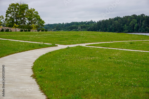 Stones and meadow in Koknese in the park Garden of Destinies in Latvia. © Roberts Ratuts
