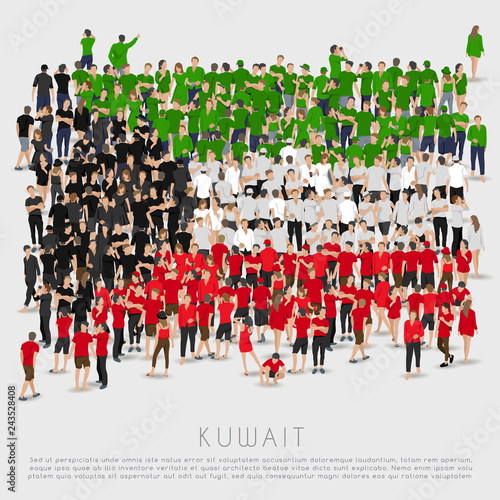 Crowd of people in shape of Kuwait flag : Vector Illustration