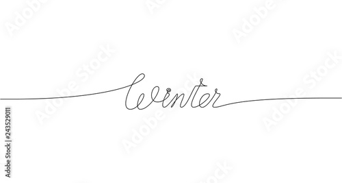 WINTER handwritten inscription. One line drawing of word