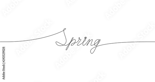 SPRING handwritten inscription. One line drawing of word photo