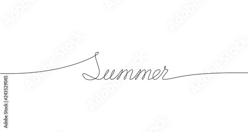 SUMMER handwritten inscription. One line drawing of word