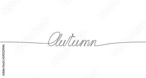 AUTUMN handwritten inscription. One line drawing of word