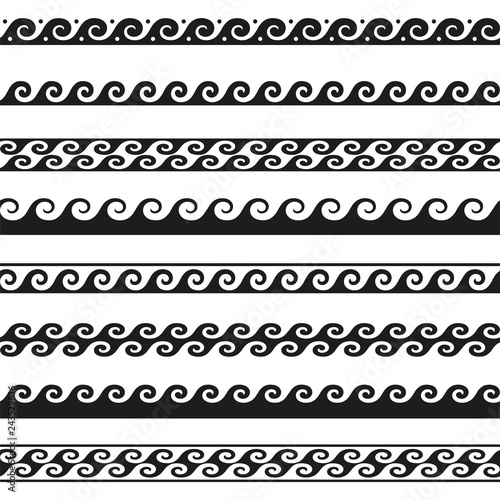 set of seamless wave borders. Vector design elements