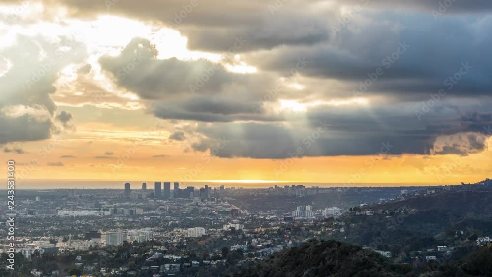 Century City, Santa Monica and Pacific Ocean Golden Hour Cloudscape Timelapse Century City, Santa Monica and Pacific Ocean Golden Hour Cloudscape Timelapse