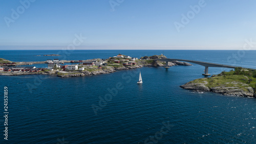 Aerial view on the lofoten. Beautiful summer landscape in the Norway 