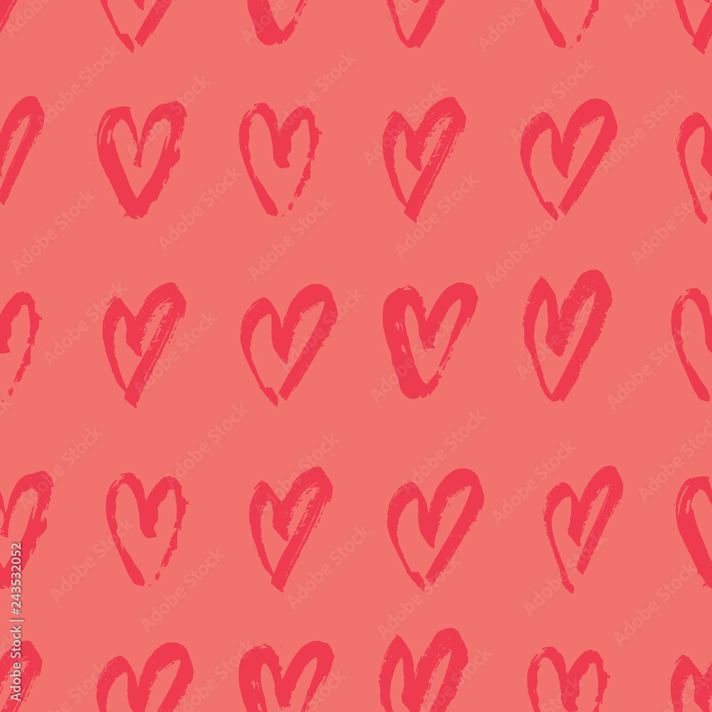 Hand Painted Hearts Seamless Pattern