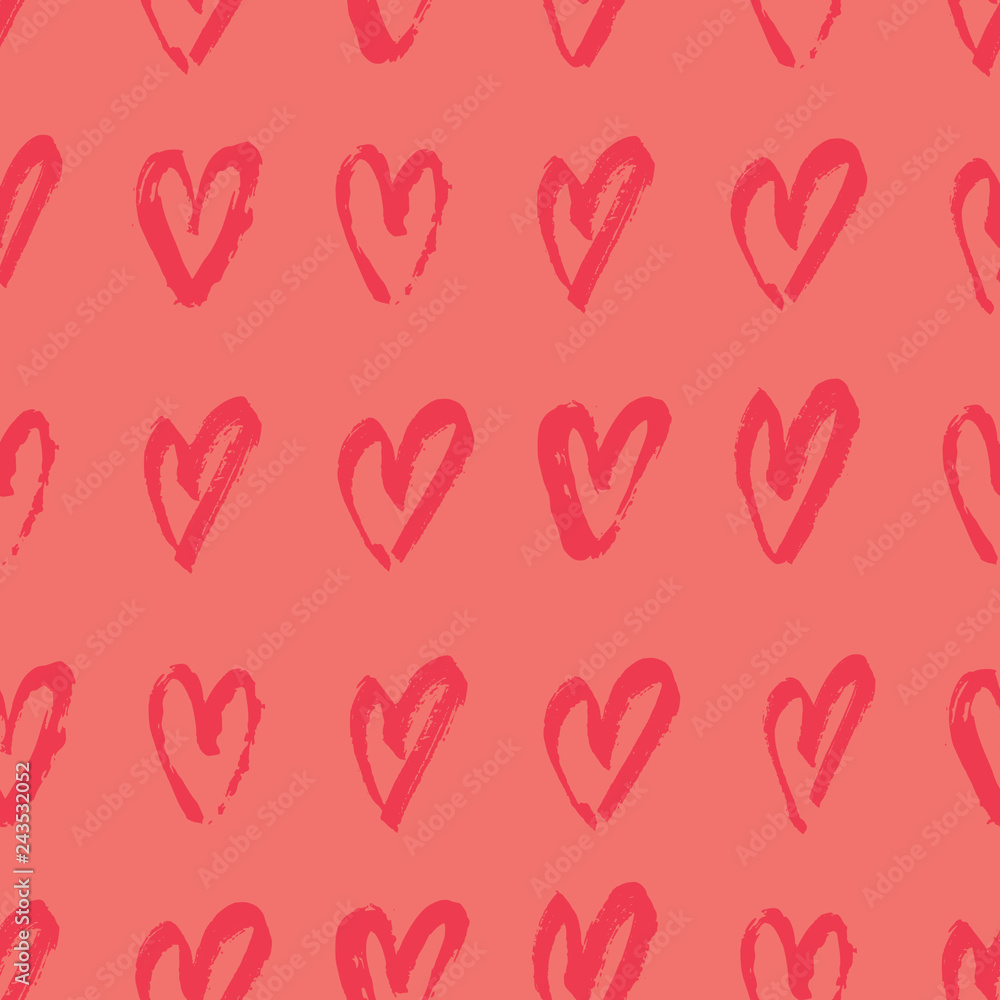 Hand Painted Hearts Seamless Pattern Hand Painted Hearts Seamless Pattern