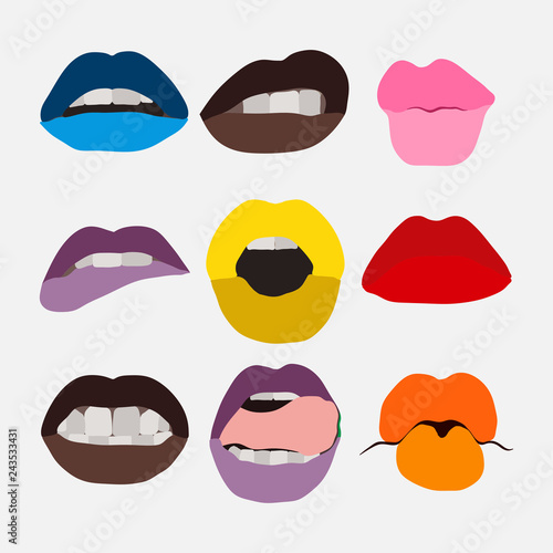 set of lips for fashion, animation, flat design