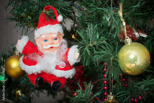 Christmas tree ball and Santa Claus toy