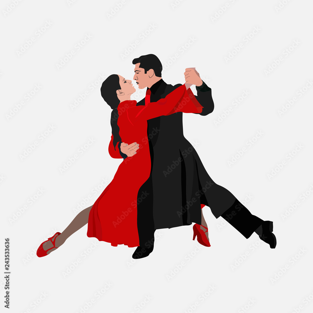 tango dance, couple dancing the tango, ballroom-sport dance - obrazy, fototapety, plakaty 