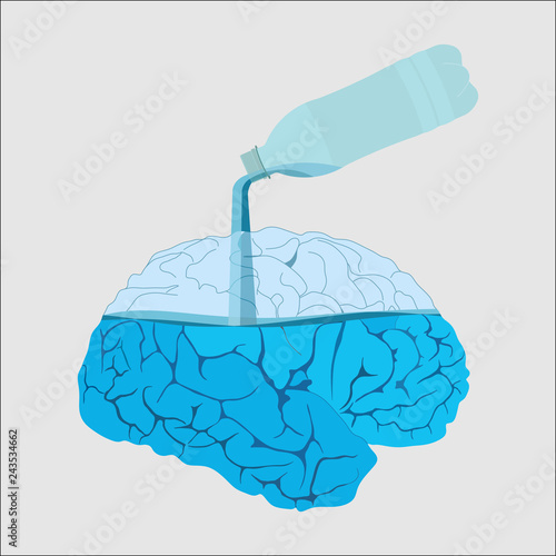 Medicine icon brains, filled with water, flat design