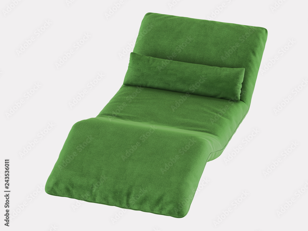 Green soft lounger on a white background 3d rendering Green soft lounger on a white background 3d rendering