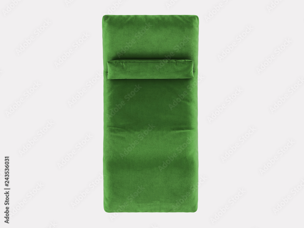 Green soft lounger on a white background 3d rendering