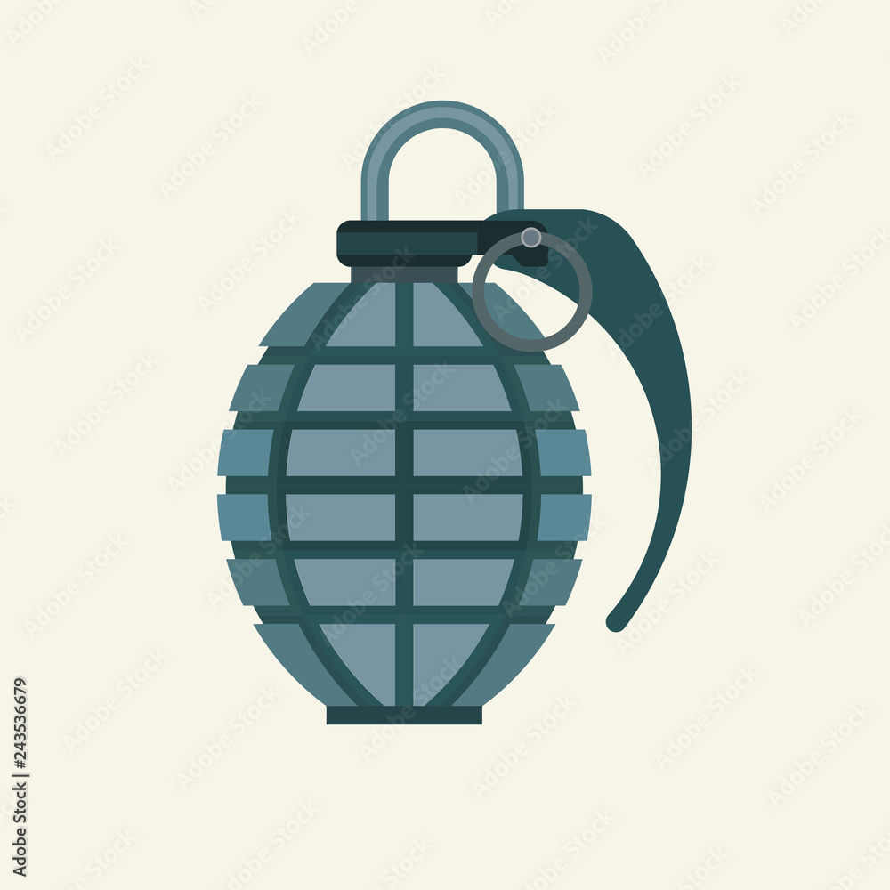Fototapeta premium Grenade icon in flat color style. Military army explosive fragme