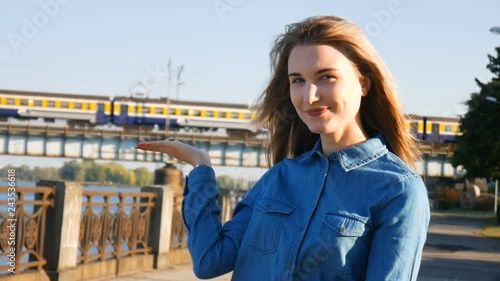 Pretty girl with beautiful blue eyes and long hair